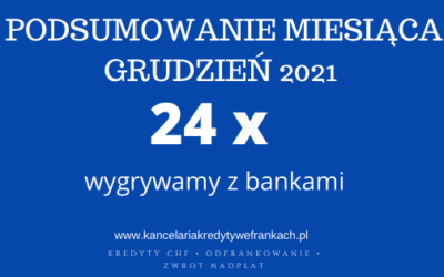 Kancelaria adwokacka Adwokat Paweł Borowski – wyroki grudzień 2021 r. 24 x WYGRYWAMY Z BANKAMI.