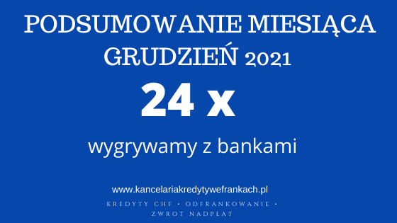 Kancelaria adwokacka Adwokat Paweł Borowski – wyroki grudzień 2021 r. 24 x WYGRYWAMY Z BANKAMI.