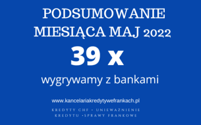 Kancelaria adwokacka Adwokat Paweł Borowski – wyroki MAJ 2022 r. 39 x WYGRYWAMY Z BANKAMI – w tym 6 razy PRAWOMOCNIE. Łącznie mamy już ponad 300 wygranych z bankami!