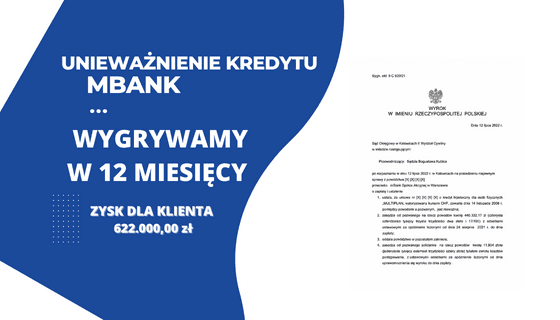 Sąd w Katowicach ustala nieważność umowy mBank i 440.332,17 zł dla naszych Klientów. Ekspresowa wygrana po 1 ROZPRAWIE w Katowicach