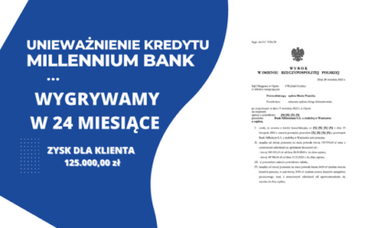 Unieważnienie kredytu we frankach Millennium Bank i 153 994,64 zł dla naszego Klienta. Wygrywamy w OPOLU